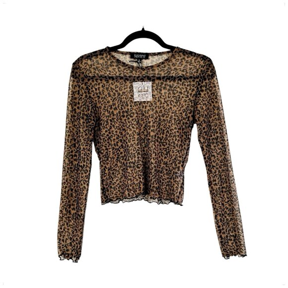 La La Land Creative Animal Print Mesh Top - Picture 1 of 5